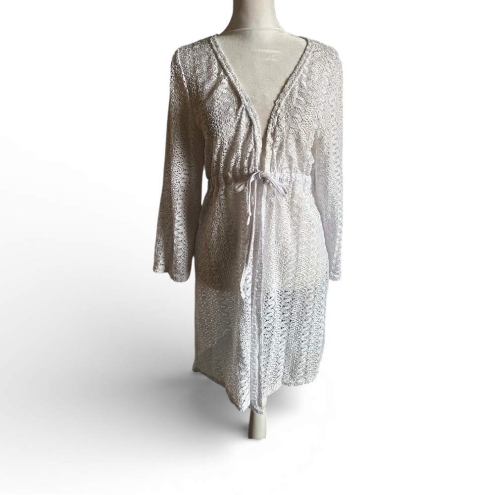 Coast to coast Elegant White Lace floral beach cardigan  size 2X